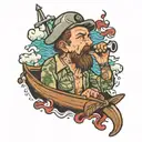 Joshua block puking while driving a boat  tattoo design idea