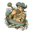 Joshua block puking while driving a boat  tattoo design idea