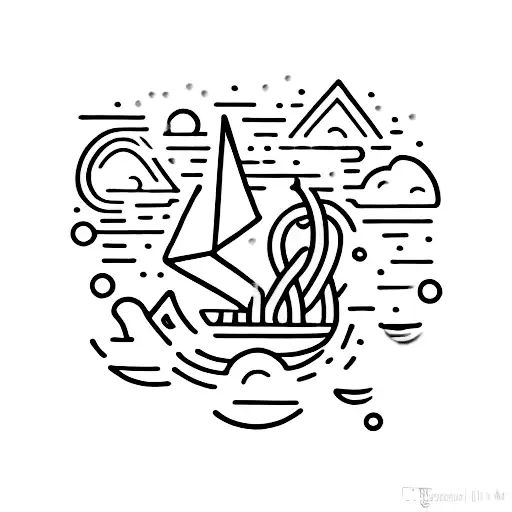 A small paper boat floating on water with the words 'Andare in giro a cercarmi negli altri E non trovare un cuore assomigliarmi' tattoo design idea