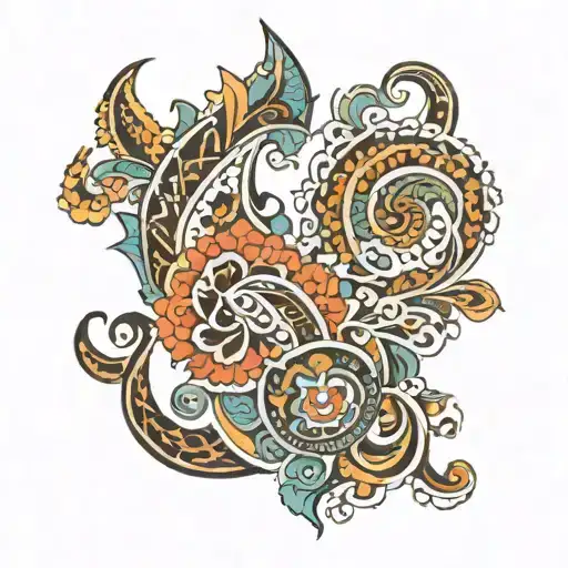 paisley pattern tattoo design idea