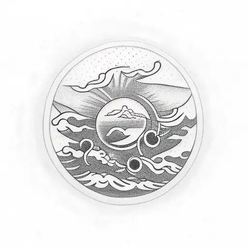 beach sunset with a car  tattoo design idea