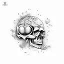 skull, whiting flower, hourglass tattoo design idea