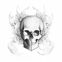 skull, whiting flower, hourglass tattoo design idea