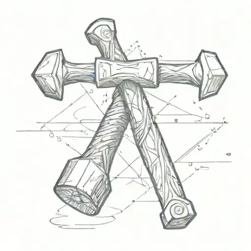 pin and a hammer crossed tattoo design idea