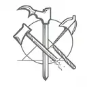 pin and a hammer crossed tattoo design idea