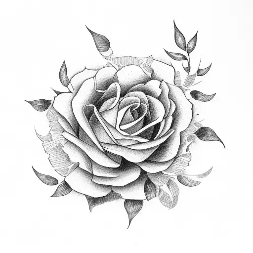 A beautiful floral arrangement with dotwork shading tattoo design idea
