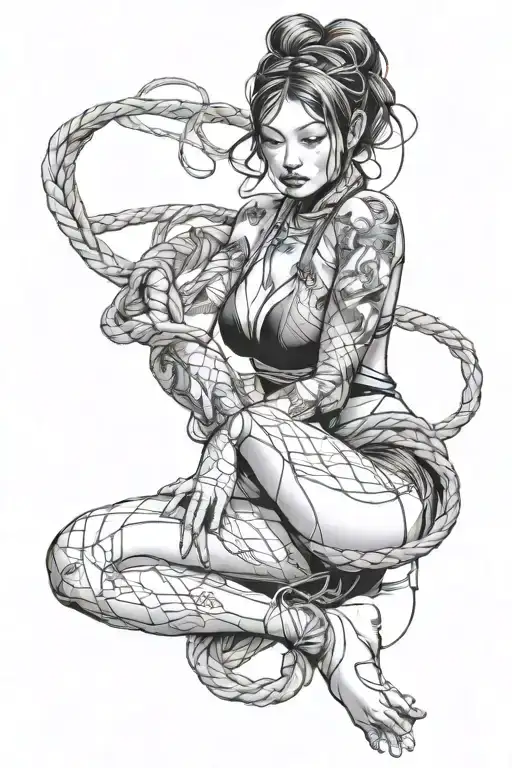 Shibari girl dressed tattoo design idea