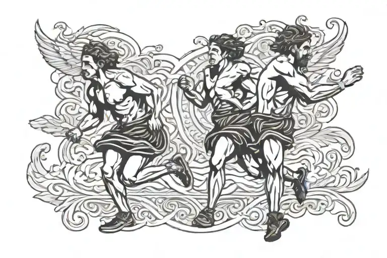 forearm band Greek runners running tattoo design idea