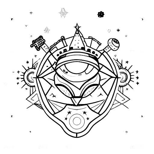 starry eyes, controller, mighnight summer tattoo design idea