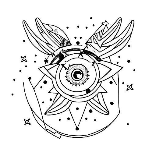 starry eyes, midnight summer tattoo design idea