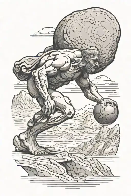 Sisyphus carrying a bolder tattoo design idea
