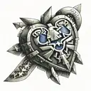 Incorporate a pixelated heart container from The Legend of Zelda: Ocarina of Time into a video game-themed tattoo tattoo design idea