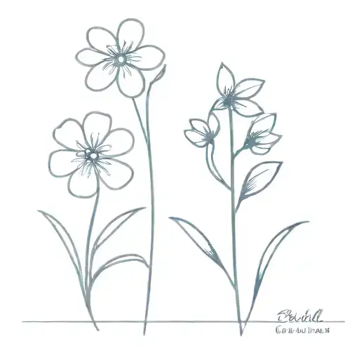 A minimalist design of three small flowers, each flower symbolizing one of your children's birth months (March, April, May) tattoo design idea