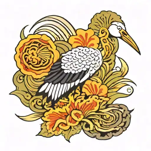 Camino de Santiago Shell and a Stork tattoo design idea