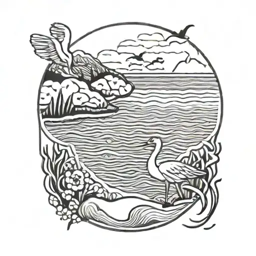 Camino de Santiago Shell and a Stork tattoo design idea