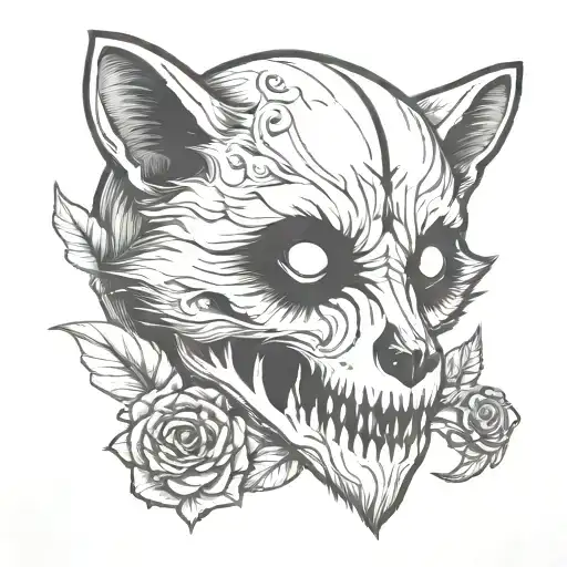 raccoon skull anime style inspired tattoo featuring tattoo design idea
