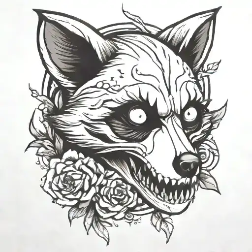raccoon skull anime style inspired tattoo tattoo design idea