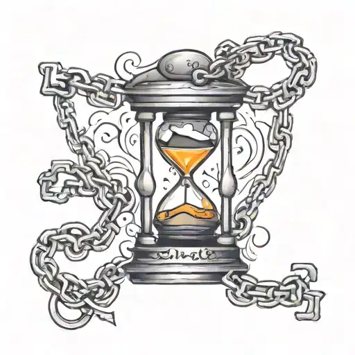 one life one chance, hour glass, prison chains tattoo design idea