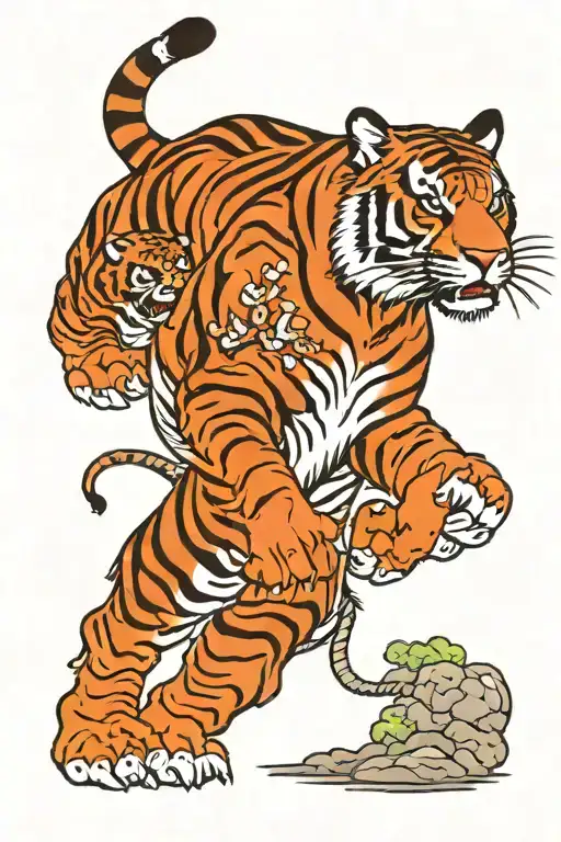 tiger walking tattoo design idea