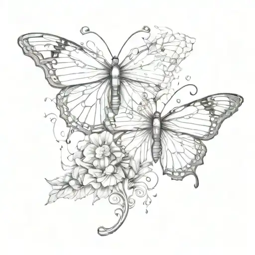 Combine a semicolon with a butterfly in a sketch style tattoo tattoo design idea