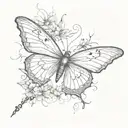 Combine a semicolon with a butterfly in a sketch style tattoo tattoo design idea