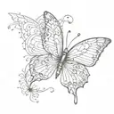 Combine a semicolon with a butterfly in a sketch style tattoo tattoo design idea