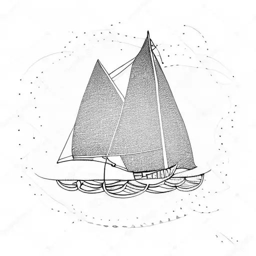 Sailboat covered with a fingerprint tattoo design idea