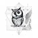 owl with geometry tattoo design idea
