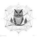 owl with geometry tattoo design idea