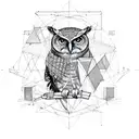 owl with geometry tattoo design idea