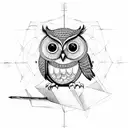 owl with geometry tattoo design idea