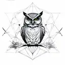 owl with geometry tattoo design idea