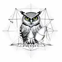 owl with geometry tattoo design idea