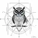 owl with geometry tattoo design idea
