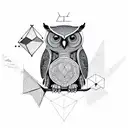 owl with geometry tattoo design idea