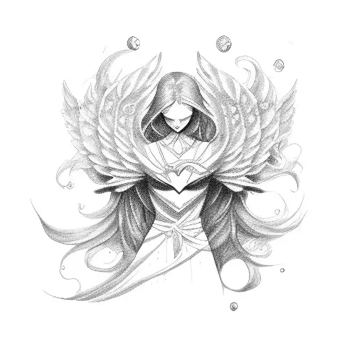 women angel protecting tattoo design idea
