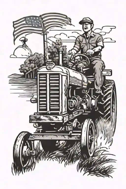 tractor plowing tattoo design idea