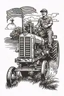 tractor plowing tattoo design idea