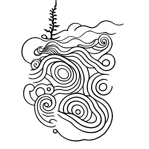 A minimalist tattoo of a paintbrush creating a beautiful ocean scene tattoo design idea