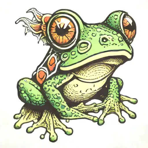 frog with kiss mark on nose  tattoo design idea