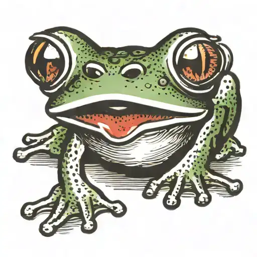 frog with kiss mark on nose print tattoo design idea