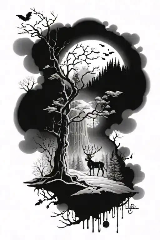 tatto based on the poem 'Stopping by woods on a snowy evening' tattoo design idea