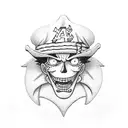 aces faces on his hat from one piece manga tattoo design idea
