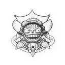 aces faces on his hat from one piece manga tattoo design idea