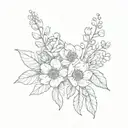 October, November, and April birth flowers family bouquet tattoo design idea