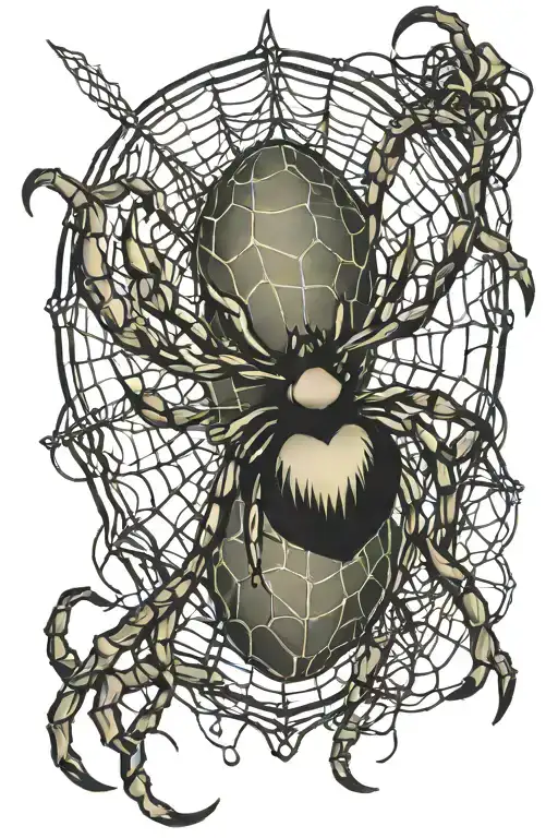 heart web w spider weaving a web tattoo design idea