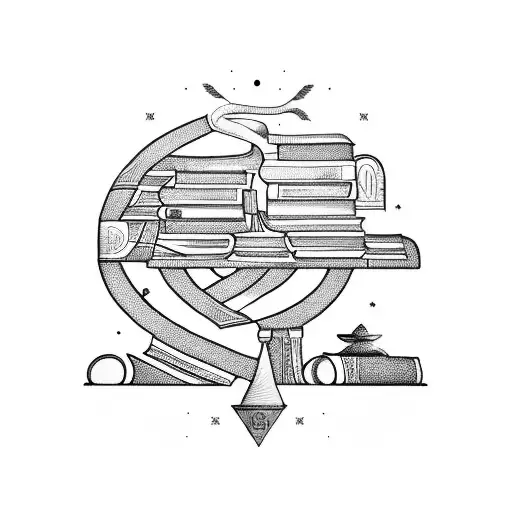 Ancient Egyptian hieroglyphics intertwined with books tattoo design idea