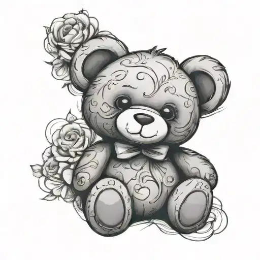 teddy bear tattoo design idea
