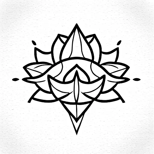 A composition of a lotus flower and a compass  tattoo design idea