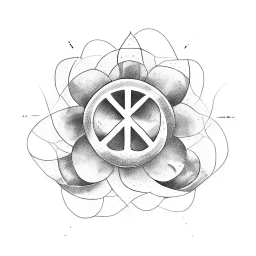 anarchy and peace symbols with flowers tattoo design idea